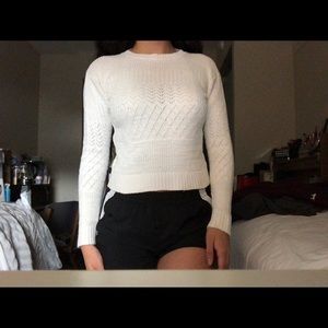 white knit sweater